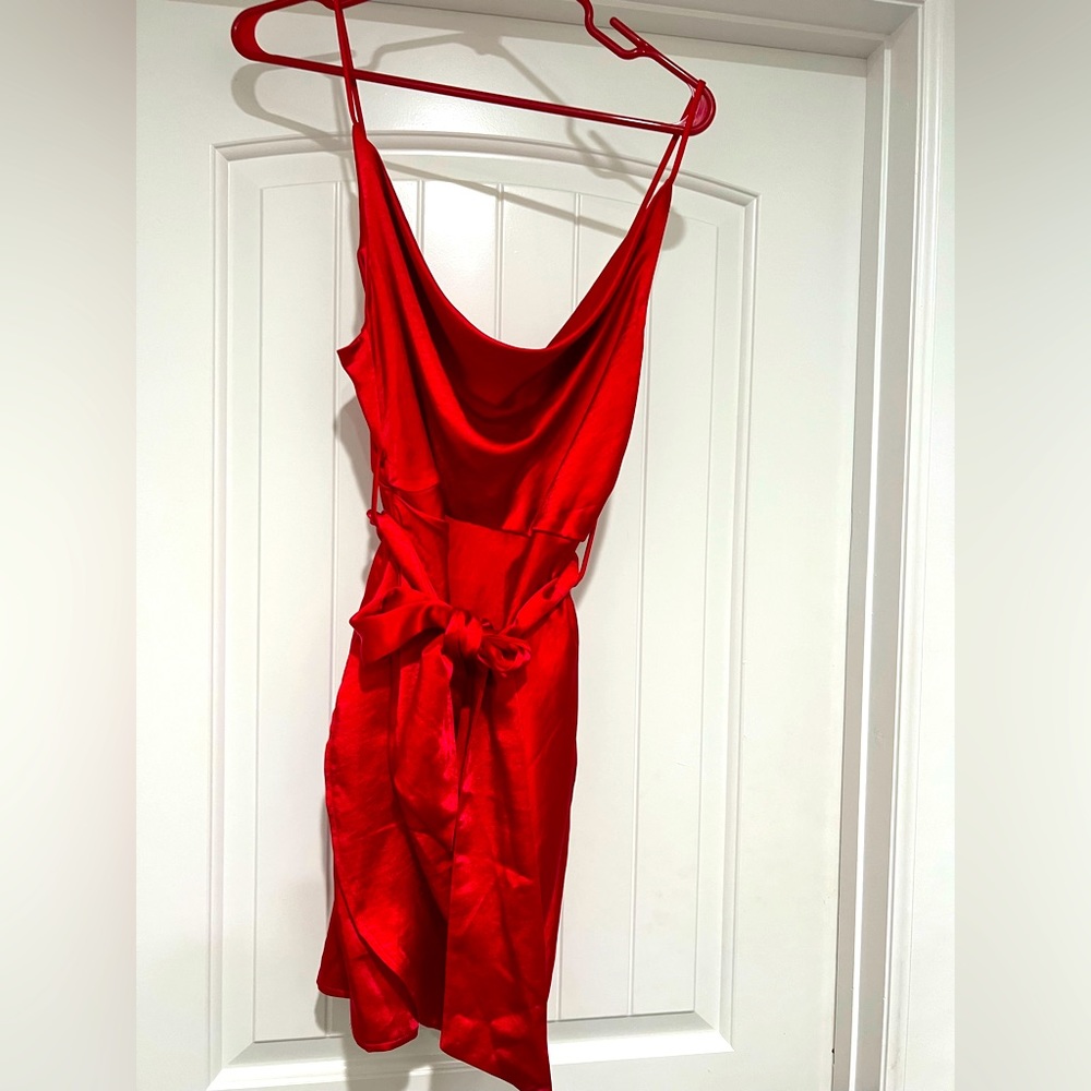 Red satin Hello Molly Dress